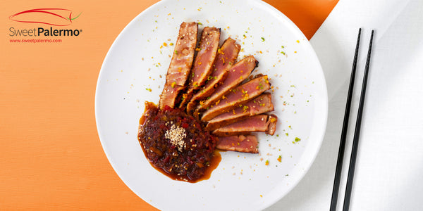 Tataki de atún con mermelada de sweet palermo